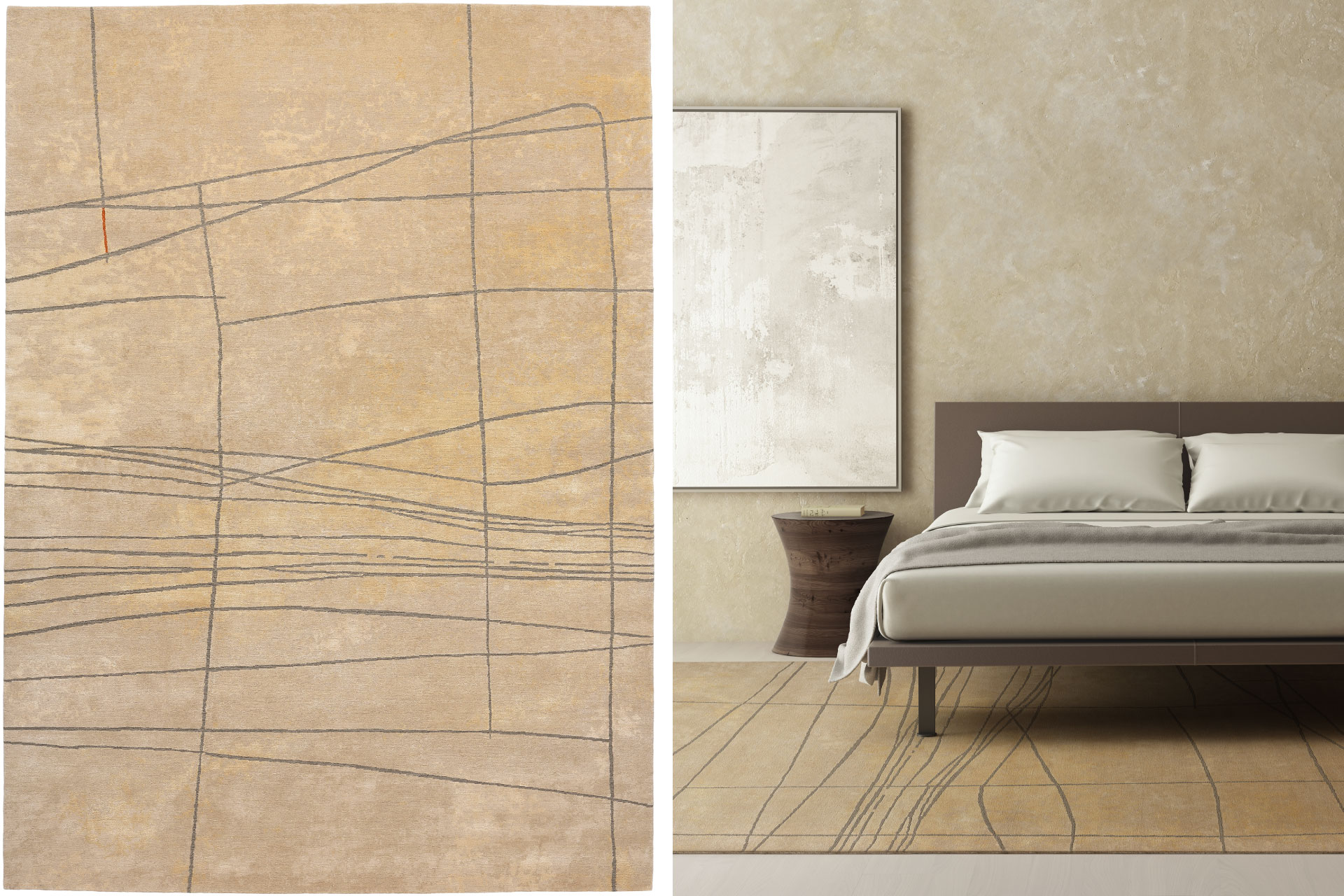 Tararu SS rug, still life; Tararu SS rug, interior visualisation <br /> 